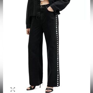 All Saints Blake Studded High Rise Wide Jeans Size 30